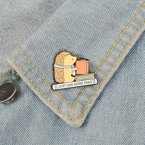 NEW Kids Enamel Pin Hedgehog Book - Picture 2 of 2